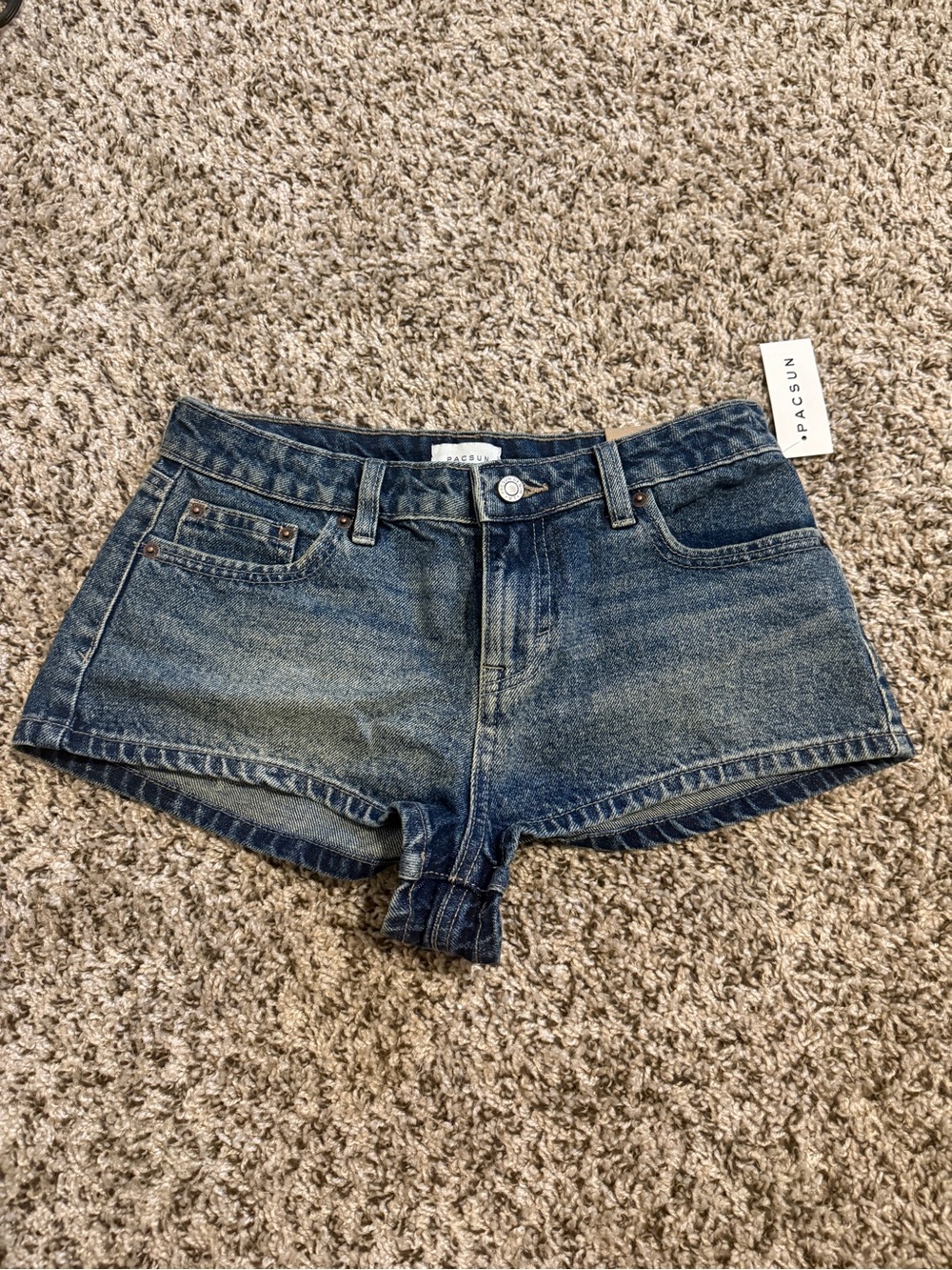 PacSun Dark Blue Low-Rise Denim Cutoff Shorts